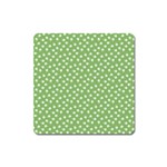 Spring Green White Floral Print Square Magnet