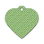 Spring Green White Floral Print Dog Tag Heart (Two Sides)