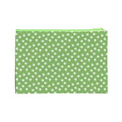 Spring Green White Floral Print Cosmetic Bag (Large) from ArtsNow.com Back