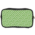 Spring Green White Floral Print Toiletries Bag (One Side)