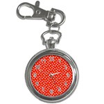 Red White Floral Print Key Chain Watches