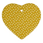 Saffron Yellow White Floral Pattern Ornament (Heart)