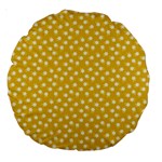 Saffron Yellow White Floral Pattern Large 18  Premium Round Cushions