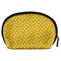Saffron Yellow White Floral Pattern Accessory Pouch (Large) from ArtsNow.com Back