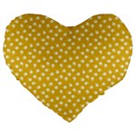 Saffron Yellow White Floral Pattern Large 19  Premium Flano Heart Shape Cushions
