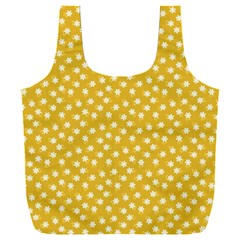 Saffron Yellow White Floral Pattern Full Print Recycle Bag (XXXL) from ArtsNow.com Back