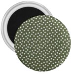 Sage Green White Floral Print 3  Magnets