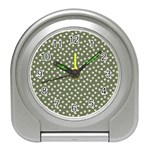 Sage Green White Floral Print Travel Alarm Clock