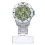 Sage Green White Floral Print Plastic Nurses Watch