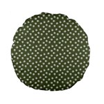 Sage Green White Floral Print Standard 15  Premium Flano Round Cushions