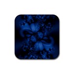 Dark Blue Abstract Pattern Rubber Coaster (Square) 