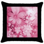 Blush Pink Watercolor Flowers Throw Pillow Case (Black)