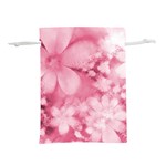 Blush Pink Watercolor Flowers Lightweight Drawstring Pouch (M)