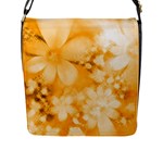 Saffron Yellow Watercolor Floral Print Flap Closure Messenger Bag (L)