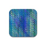 Boho Blue Wildflower Print Rubber Square Coaster (4 pack) 