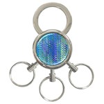 Boho Blue Wildflower Print 3-Ring Key Chain