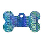 Boho Blue Wildflower Print Dog Tag Bone (One Side)