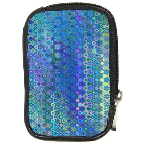 Boho Blue Wildflower Print Compact Camera Leather Case from ArtsNow.com Front