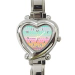 Boho Retro Pastel Floral Pattern Heart Italian Charm Watch