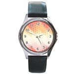 Abstract Floral Print Round Metal Watch