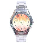 Abstract Floral Print Stainless Steel Analogue Watch