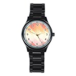 Abstract Floral Print Stainless Steel Round Watch