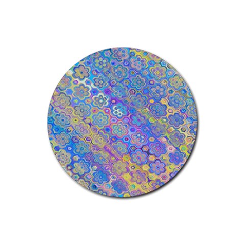 Boho Retro Wildflower Print Rubber Round Coaster (4 pack)  from ArtsNow.com Front