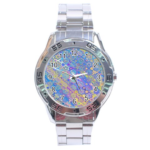 Boho Retro Wildflower Print Stainless Steel Analogue Watch from ArtsNow.com Front