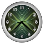 Abstract Green Stripes Wall Clock (Silver)