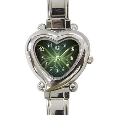 Abstract Green Stripes Heart Italian Charm Watch from ArtsNow.com Front