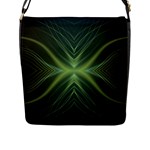 Abstract Green Stripes Flap Closure Messenger Bag (L)