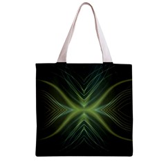 Abstract Green Stripes Zipper Grocery Tote Bag from ArtsNow.com Front