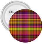 Pink Yellow Madras Plaid 3  Buttons