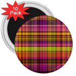 Pink Yellow Madras Plaid 3  Magnets (10 pack) 
