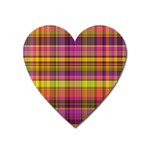 Pink Yellow Madras Plaid Heart Magnet
