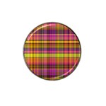 Pink Yellow Madras Plaid Hat Clip Ball Marker (4 pack)