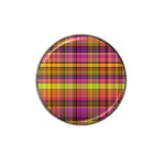 Pink Yellow Madras Plaid Hat Clip Ball Marker (10 pack)