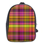 Pink Yellow Madras Plaid School Bag (Large)