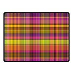 Pink Yellow Madras Plaid Double Sided Fleece Blanket (Small) 