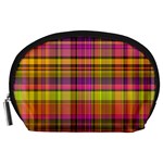 Pink Yellow Madras Plaid Accessory Pouch (Large)