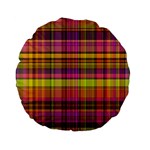 Pink Yellow Madras Plaid Standard 15  Premium Flano Round Cushions