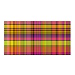 Pink Yellow Madras Plaid Satin Wrap