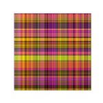 Pink Yellow Madras Plaid Small Satin Scarf (Square)