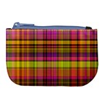 Pink Yellow Madras Plaid Large Coin Purse