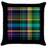 Colorful Madras Plaid Throw Pillow Case (Black)