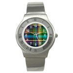 Colorful Madras Plaid Stainless Steel Watch