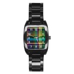 Colorful Madras Plaid Stainless Steel Barrel Watch
