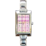 Pink Madras Plaid Rectangle Italian Charm Watch