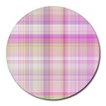 Pink Madras Plaid Round Mousepads