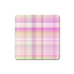 Pink Madras Plaid Square Magnet